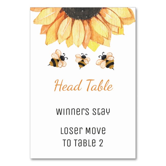 De Mesa Crea tu propia tarjeta Bunco Sunflower Bee Table (Anverso)