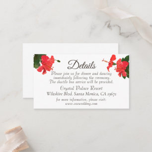De Mesa Detalles del Boda Brillante Rojo Hibiscus Tarjeta 