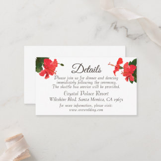 De Mesa Detalles del Boda Brillante Rojo Hibiscus Tarjeta