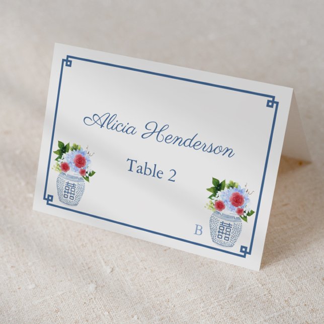 De Mesa Elegante tarjeta Boda azul rojo (Red white and blue individual  place cards for wedding, bridal shower or baby shower)