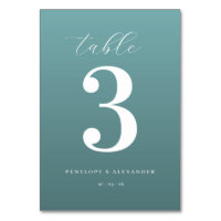 Elegante Tarjeta Número Tres en Verde Azulado