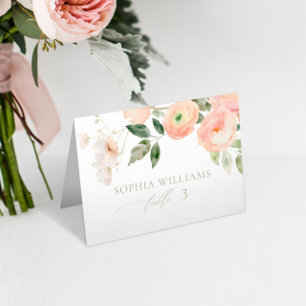 De Mesa Elegante tarjeta Rubor & Sage Green Boda Place