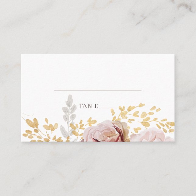 De Mesa Floral Rubor moderna | Tarjeta Boda plana (Anverso)
