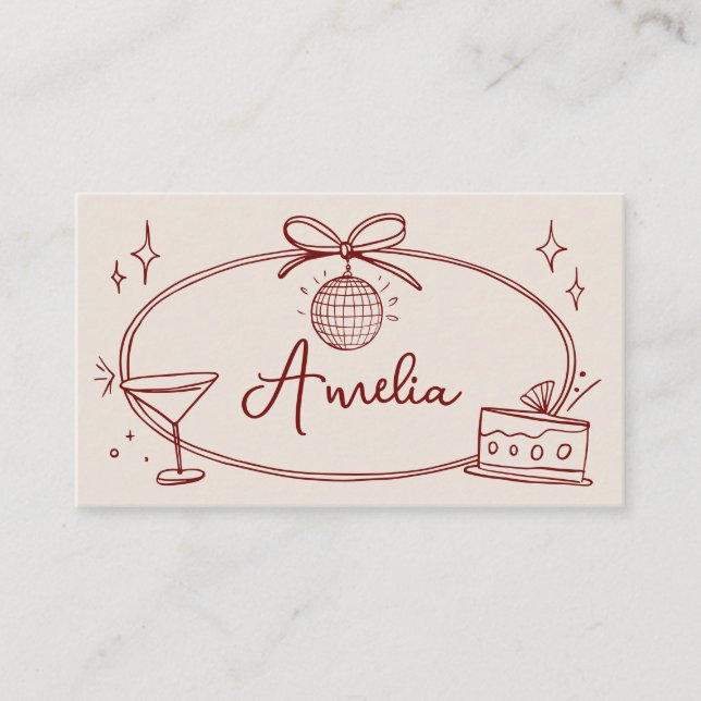 De Mesa Personalizado disco arco cumpleaños beige tarjeta  (Anverso)