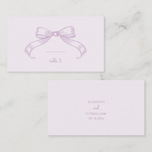 De Mesa Romántico Bow   Tarjeta Lilac Handwrite Place
