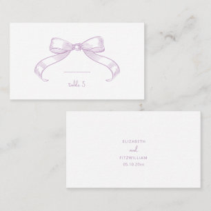 De Mesa Romántico Bow   Tarjeta Lilac Handwrite Place