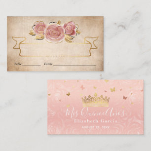 De Mesa Rosa Claro Acuarela Rosa Dorado Elegante Tarjeta d