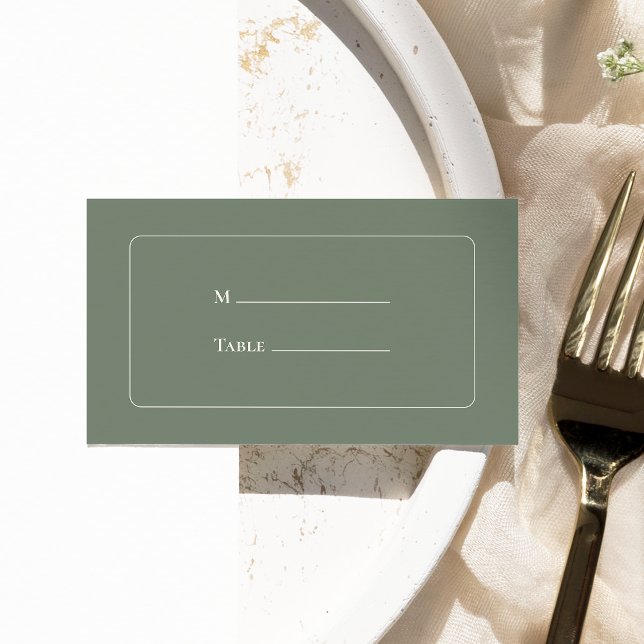 De Mesa Simple Boho Verde Salvia Boda Tarjeta Plana (Subido por el creador)