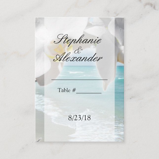 De Mesa Tarjeta Aqua Beach Orchid Table Place (Anverso)
