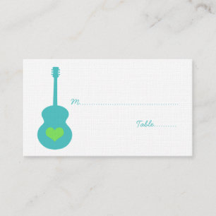 De Mesa Tarjeta Aqua/Green Guitar Heart Place