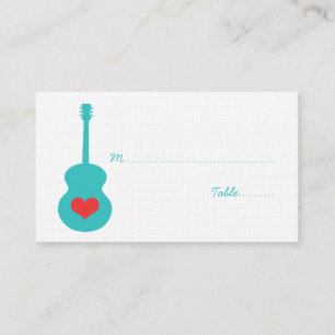 De Mesa Tarjeta Aqua/Red Guitar Heart Place