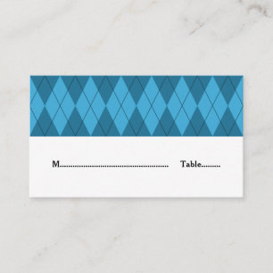 De Mesa Tarjeta azul argyle Boda Place