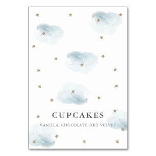 De Mesa Tarjeta Baby Shower Place Gold Star & Blue Cloud