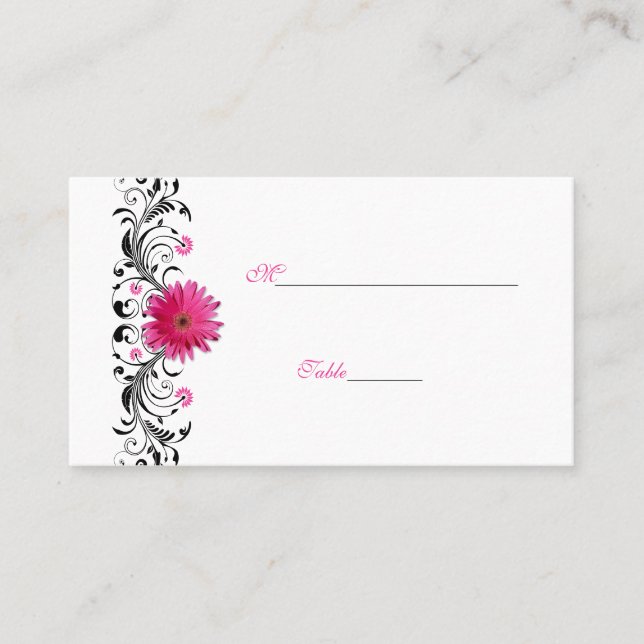 De Mesa Tarjeta Black Floral Rosa Gerbera Daisy Place (Anverso)