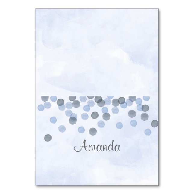 De Mesa Tarjeta Blue Confetti Watercolor Place (Anverso)