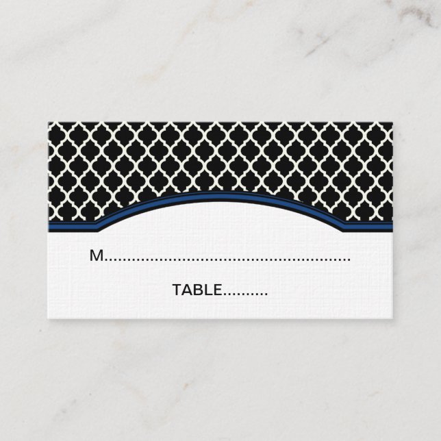 De Mesa Tarjeta Blue Elegant Quatrefoil Place (Anverso)