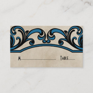 De Mesa Tarjeta Blue Gothic Swirls Place