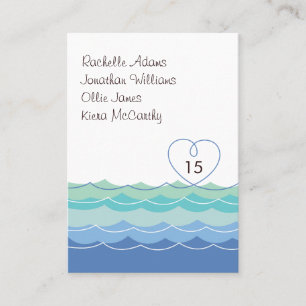 De Mesa Tarjeta Blue Waves Loopy Heart Guest Escort Place