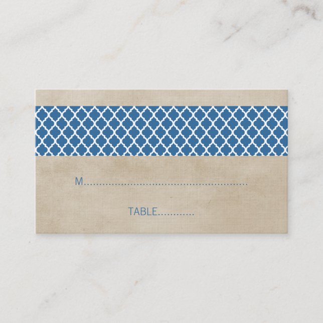 De Mesa Tarjeta Boda Blue Rustic Quatrefoil (Anverso)