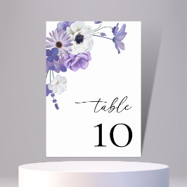 De Mesa Tarjeta Boda botánico morado floral Tabla 10
