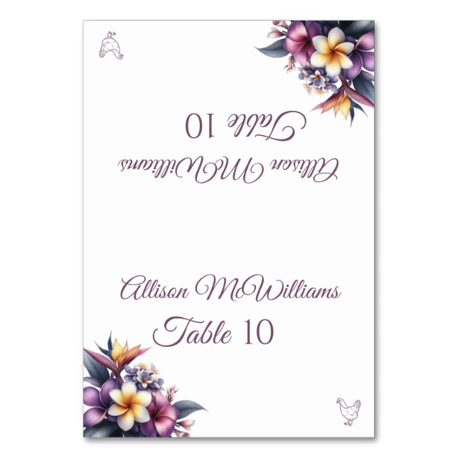 De Mesa Tarjeta boda-Carne-Aves-Aves-Florales Tropicales- (Anverso)