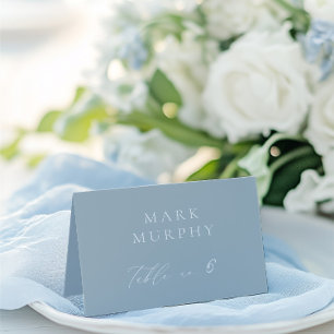 De Mesa Tarjeta Boda Dusty Blue & White Calligraphy