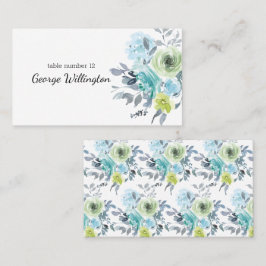 De Mesa Tarjeta Boda floral verde azul claro amarillo