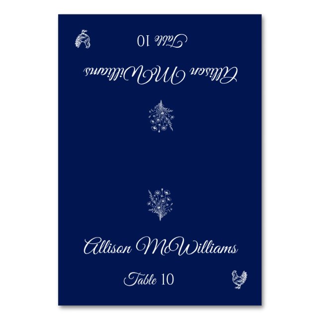 De Mesa Tarjeta boda Place-Wildflowers-Poultry-Table (Anverso)