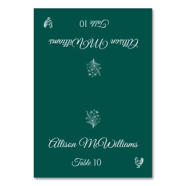 De Mesa Tarjeta boda Place-Wildflowers-Poultry-Table (Anverso)