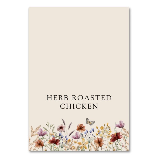 De Mesa Tarjeta Boho Wildflowers Food Buffet Label Card (Anverso)
