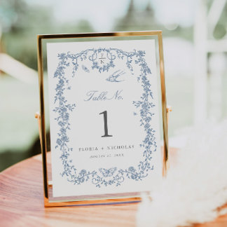 De Mesa Tarjeta Chinoiserie Boda Blue Toile Table Number