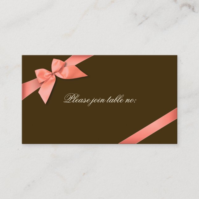 De Mesa Tarjeta Coral Red Ribbon Guest Table Place (Anverso)