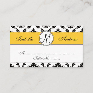 De Mesa Tarjeta Damask Yellow Wedding Place
