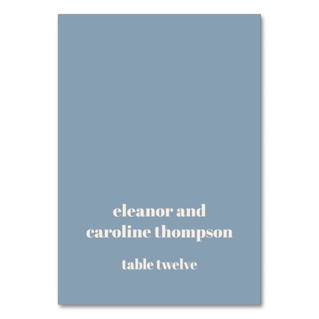 De Mesa Tarjeta Dusty Blue Retro Custom Wedding Place Card (Anverso)