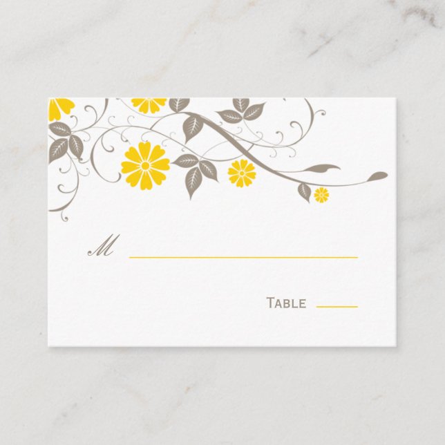 De Mesa Tarjeta Floral moderna - Mostaza (Anverso)