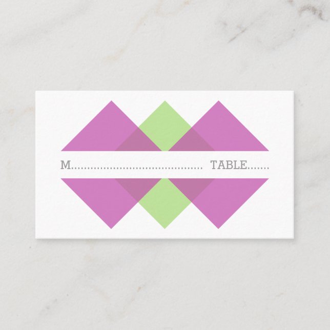 De Mesa Tarjeta Fuchsia Green Geométrica Triple Place (Anverso)