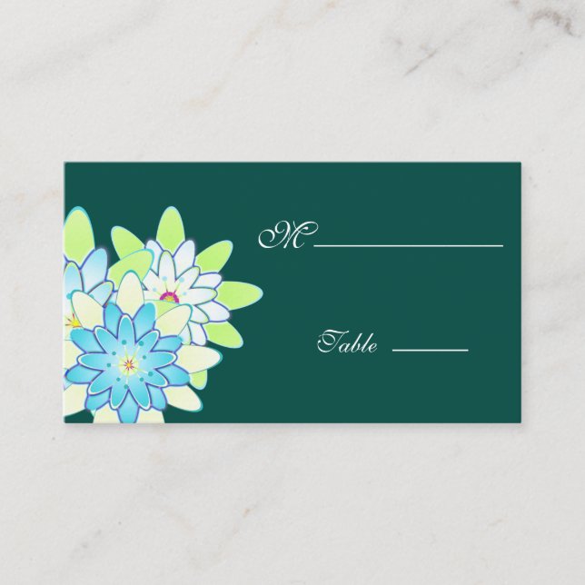 De Mesa Tarjeta Gerbera Daisy Blue Green Place para Ocasió (Anverso)