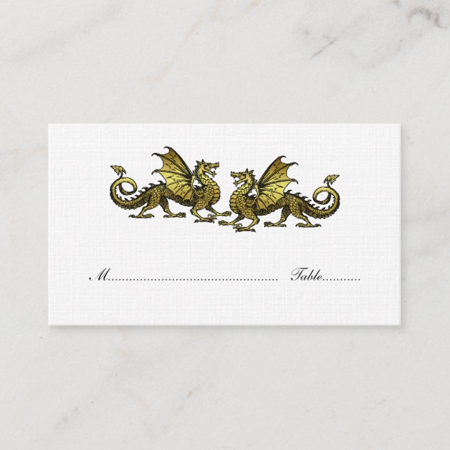 De Mesa Tarjeta Gold Elegant Dragons Boda Place (Anverso)