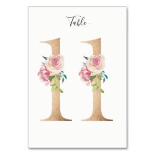 De Mesa Tarjeta Golden 11 Floral Table Number