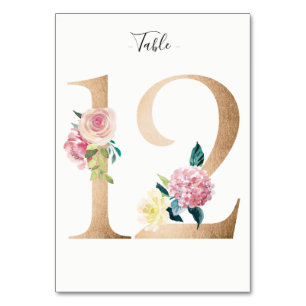De Mesa Tarjeta Golden 12 Floral Table Number
