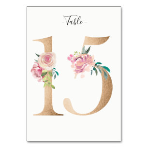 De Mesa Tarjeta Golden 15 Floral Table Number