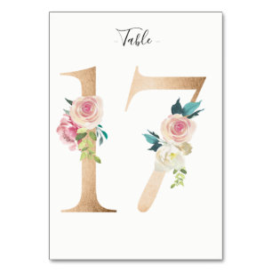 De Mesa Tarjeta Golden 17 Floral Table Number