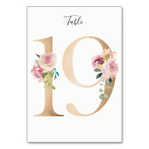 De Mesa Tarjeta Golden 19 Floral Table Number