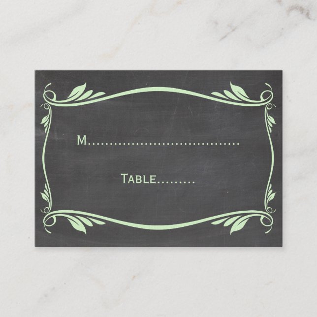 De Mesa Tarjeta Green Flourish Chalkboard Place (Anverso)
