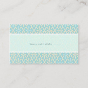 De Mesa Tarjeta Light Blue Cross Damask Wedding Place