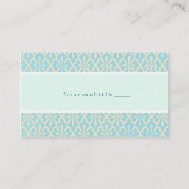 De Mesa Tarjeta Light Blue Cross Damask Wedding Place (Anverso)