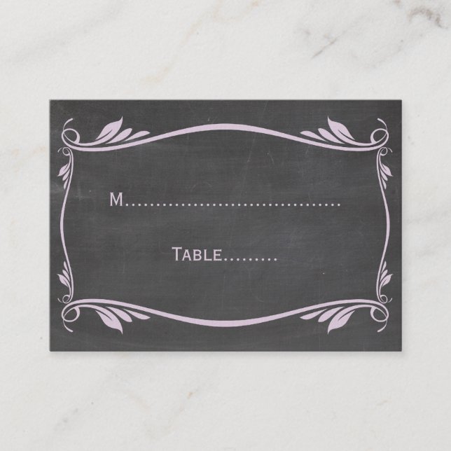 De Mesa Tarjeta Lilac Flourish Chalkboard Place (Anverso)