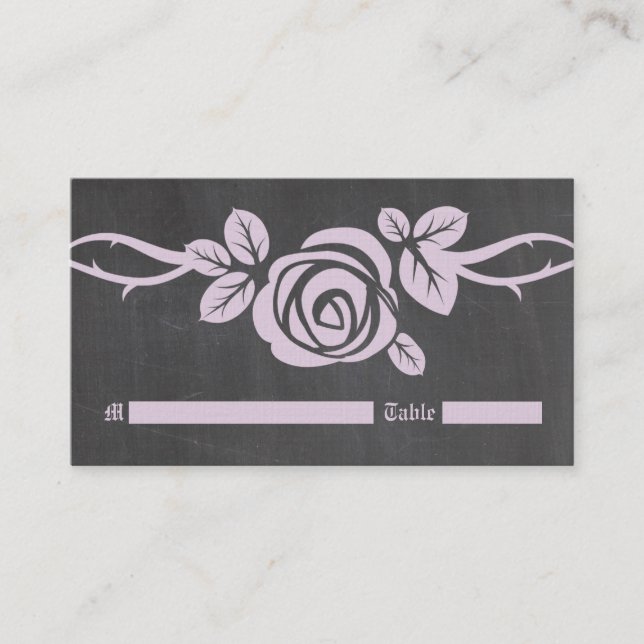 De Mesa Tarjeta Lilac Rosa Chalkboard Place (Anverso)