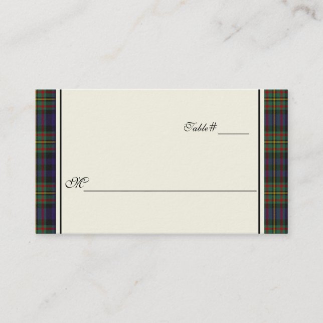 De Mesa Tarjeta MacLellan Plaid Wedding Place (Anverso)