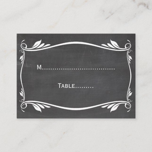 De Mesa Tarjeta Marfil Flourish Chalkboard Place (Anverso)